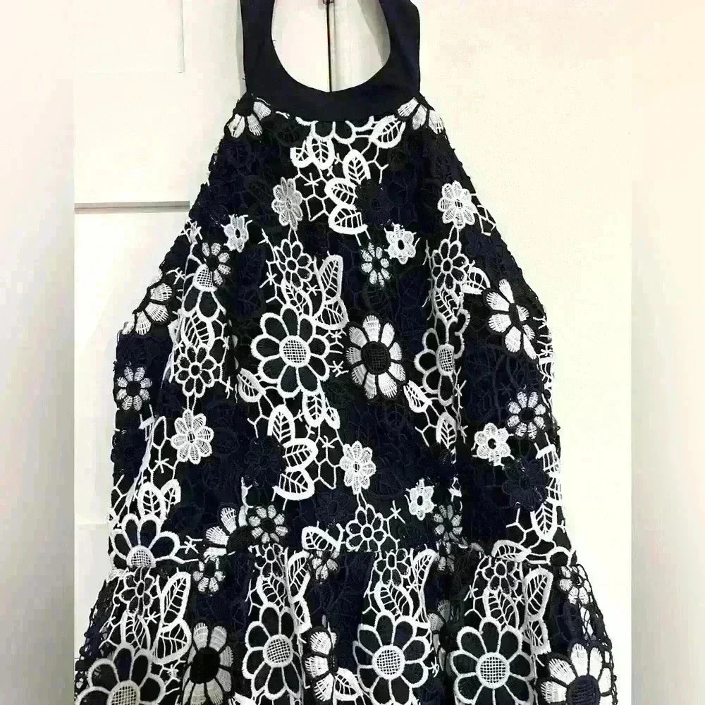 J.O.A Navy and White Floral Halter Dress- Size Large- Excellent Condition